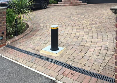 Bollard in residential driveway