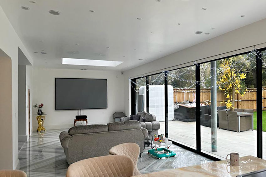 Smart home Bromley - family home extension with projector, automated curtains & blinds