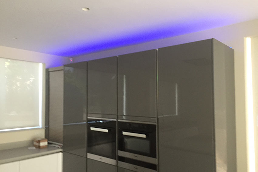 Smart home coloured kitchen lighting, Dulwich